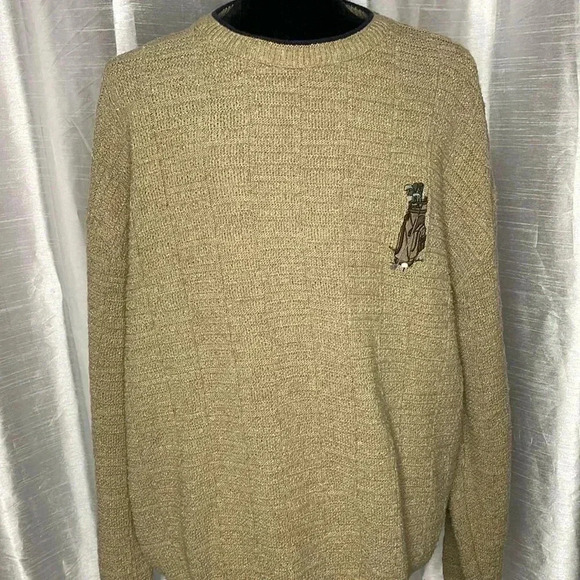 Fairway Sport Men’s Large Embroidered Textured Crewneck Long Sleeve Sweater - Picture 1 of 6